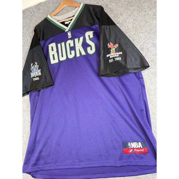 Vintage 90s Milwaukee Bucks Jersey NBA Majestic Men Purple Basketball Sports 2XL - Picture 4 of 10